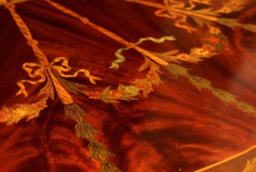 A Quality Late Victorian Mahogany Inlaid Demi-lune Card Table.