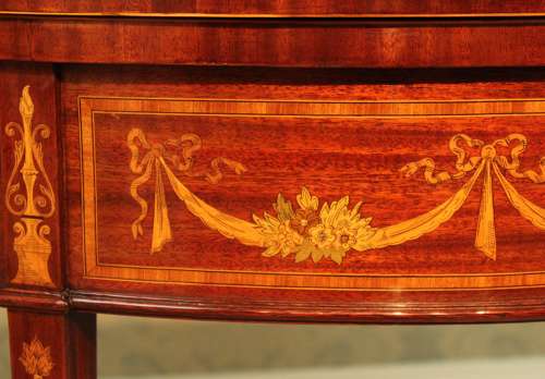A Quality Late Victorian Mahogany Inlaid Demi-lune Card Table.