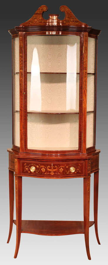 A Quality Late 19th Century Serpentine Display Cabinet