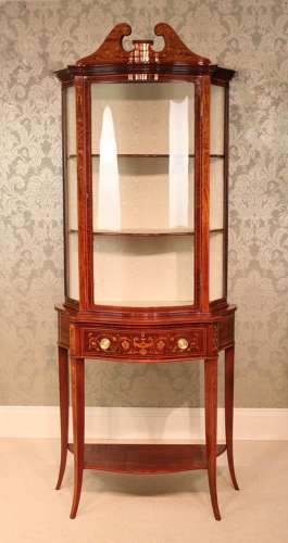 A Quality Late 19th Century Serpentine Display Cabinet