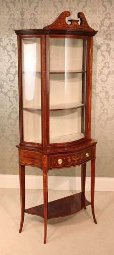 A Quality Late 19th Century Serpentine Display Cabinet