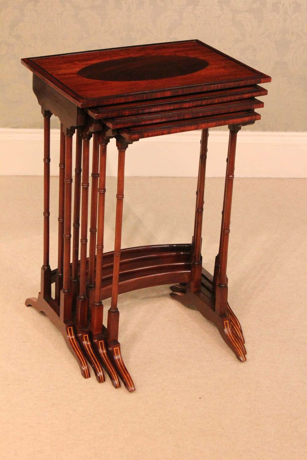 The Quality Late Victorian Mahogany Inlaid Quarteto Tables