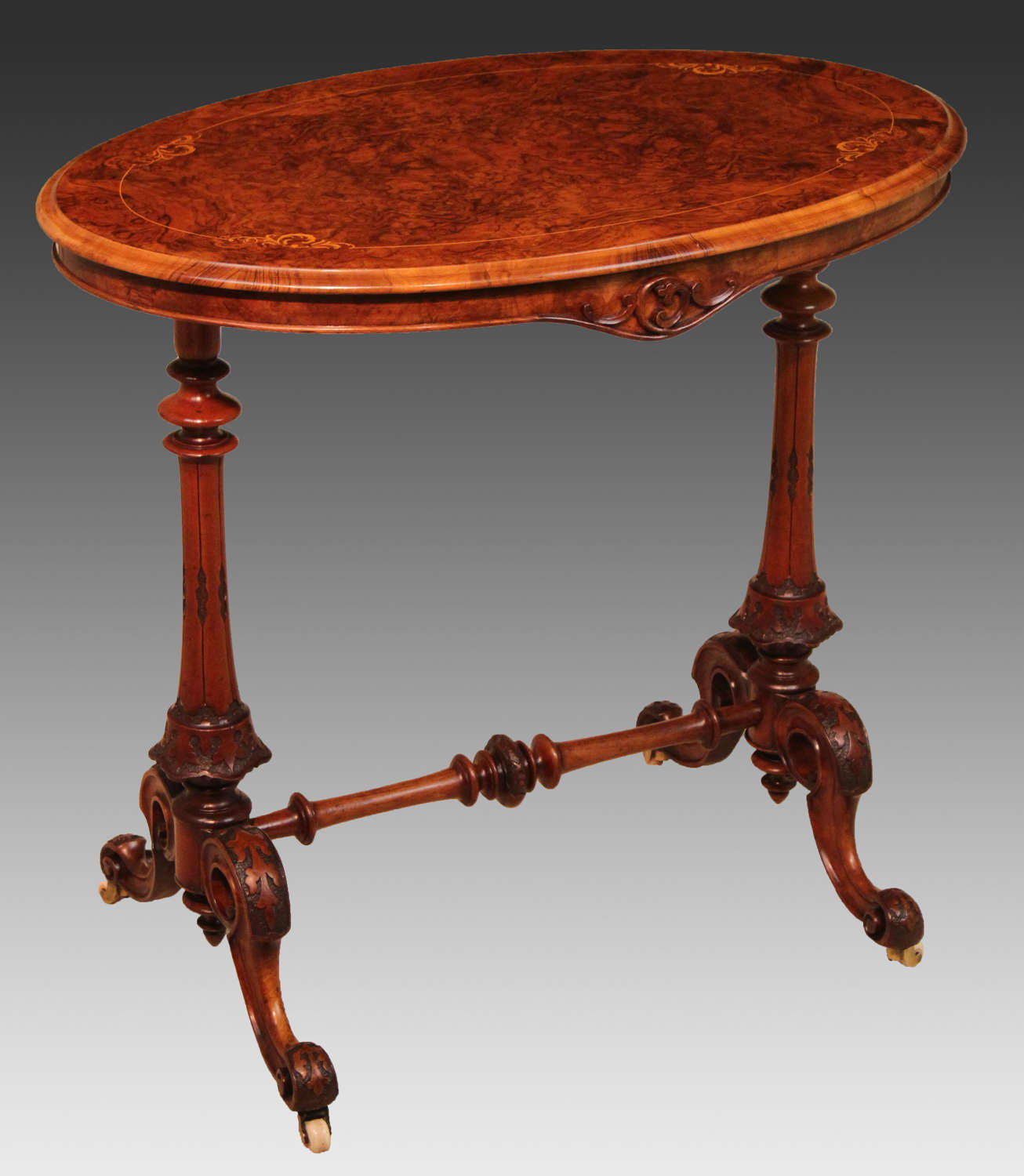 The Quality Victorian Burr-walnut Inlaid Baby Stretcher Table