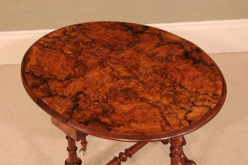 An Exquisite Victorian Burr Walnut Cabriole Leg Baby Sutherland Table