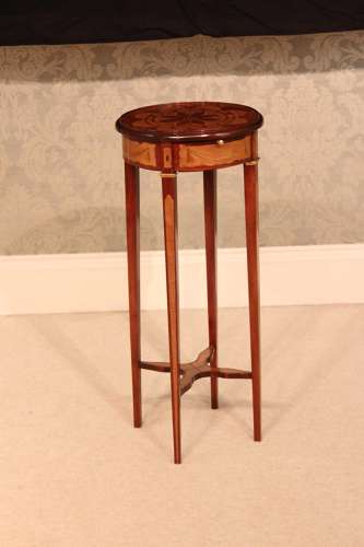 A Beautiful Inlaid Victorian Round Top Kettle Stand