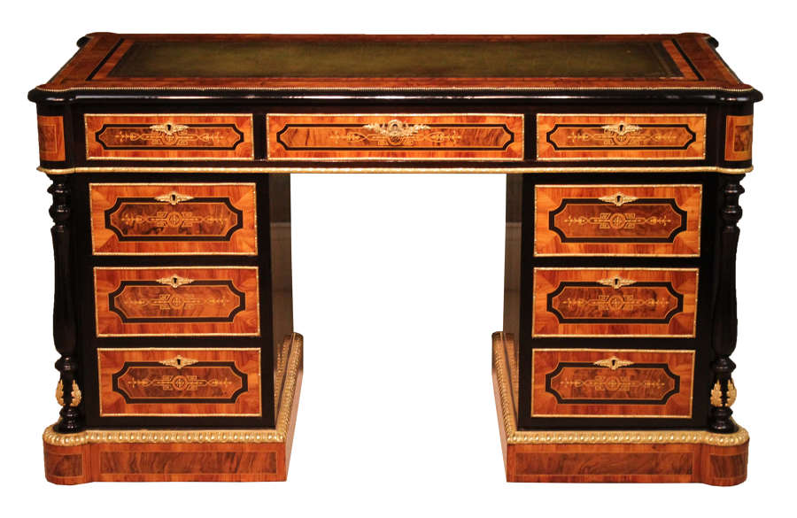 An inlaid Partners Desk in the style of Holland and Sons