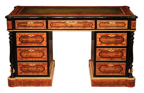An inlaid Partners Desk in the style of Holland and Sons