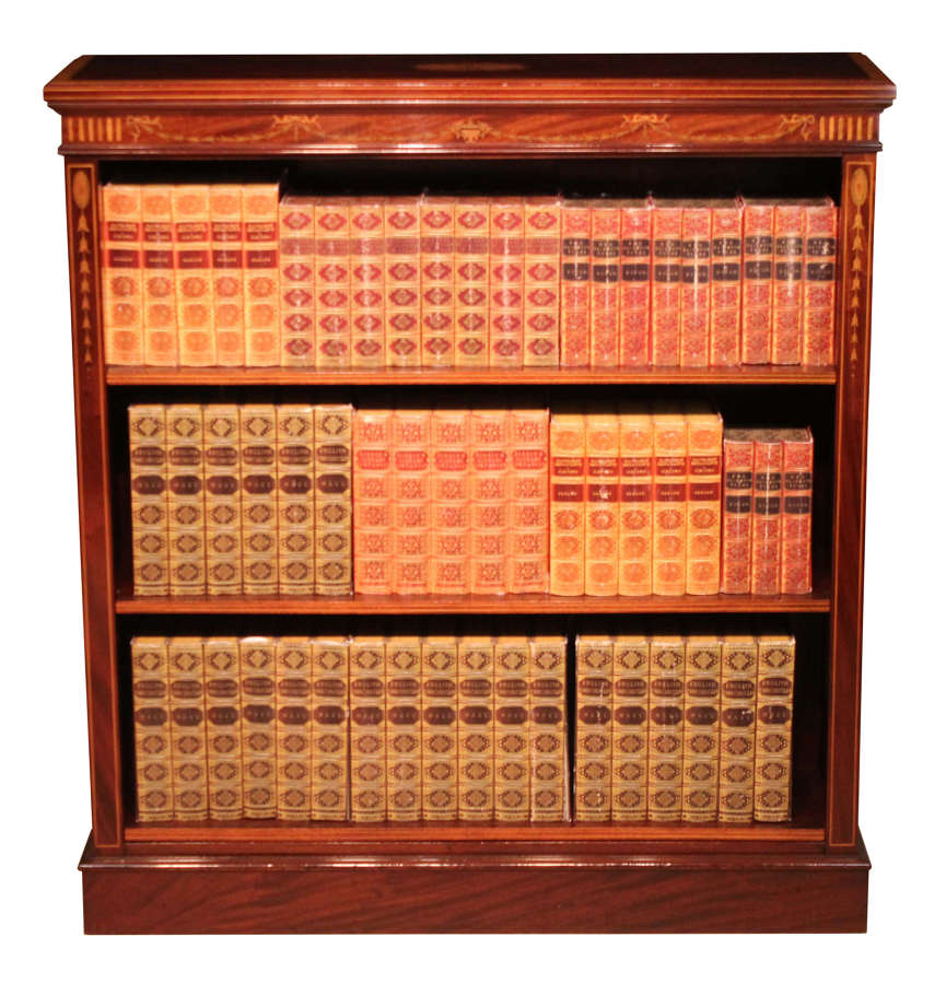 A Fine Quality Mahogany Late Victorian Inlaid Open Bookcase