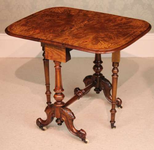A Fine Quality Burr Walnut Inlaid Baby Sutherland Table.