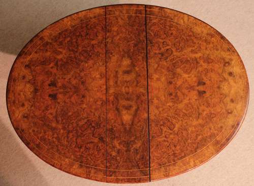 A Fine Quality Burr Walnut Inlaid Baby Sutherland D-Ended Table.