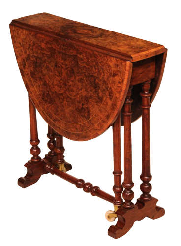 A Victorian Burr Walnut Baby Sutherland Table