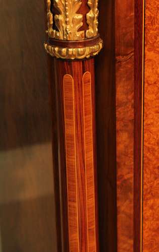 A Victorian Inlaid Burr-Walnut and Ormolu Mounted Pier Cabinet