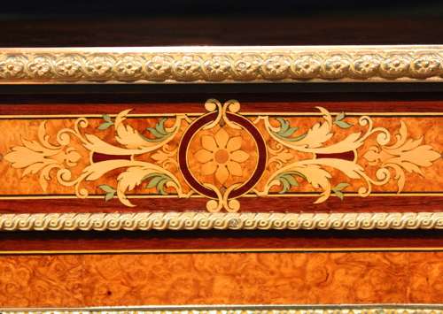 A Victorian Inlaid Burr-Walnut and Ormolu Mounted Pier Cabinet