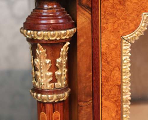 A Victorian Inlaid Burr-Walnut and Ormolu Mounted Pier Cabinet