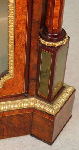 A Victorian Inlaid Burr-Walnut and Ormolu Mounted Pier Cabinet