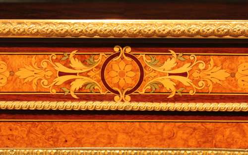 A Victorian Inlaid Burr-Walnut and Ormolu Mounted Pier Cabinet