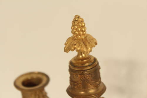 A Pair Of Late 19th Century Gilt Ormolu Three Branched Candelabra.