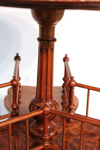 A Fine Victorian Burr Walnut Inlaid Revolving Library Table