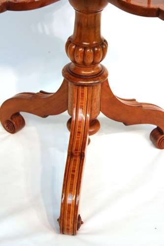 A Fine Victorian Burr Walnut Inlaid Revolving Library Table