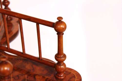 A Fine Victorian Burr Walnut Inlaid Revolving Library Table