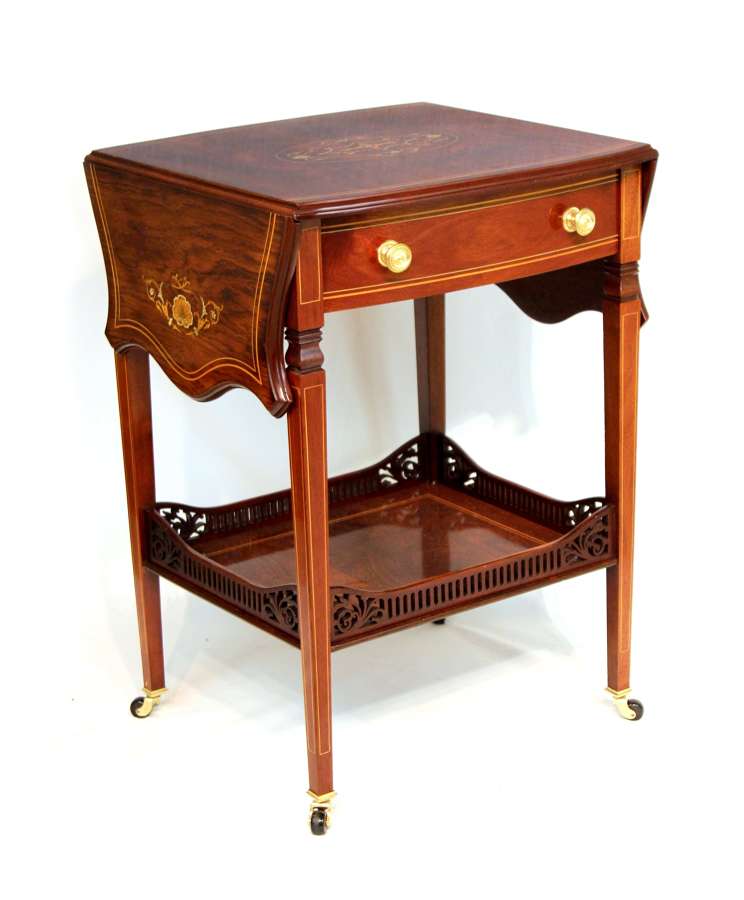 A Quality Late Victorian Inlaid Rosewood Pembroke Table