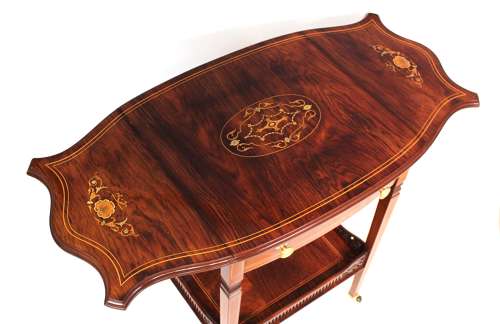 A Quality Late Victorian Inlaid Rosewood Pembroke Table