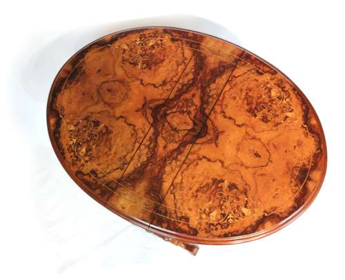A Fine Quality Victorian Burr Walnut Inlaid Baby Sutherland Table
