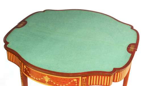 A Quality Late Victorian Mahogany Inlaid Serpentine Card Table