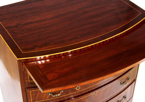The Quality Edwardian Mahogany Inlaid Bow Fronted Chest