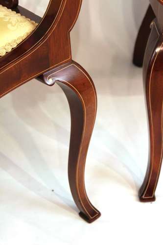 A Quality Pair of Late Victorian Mahogany Inlaid Tub Chairs