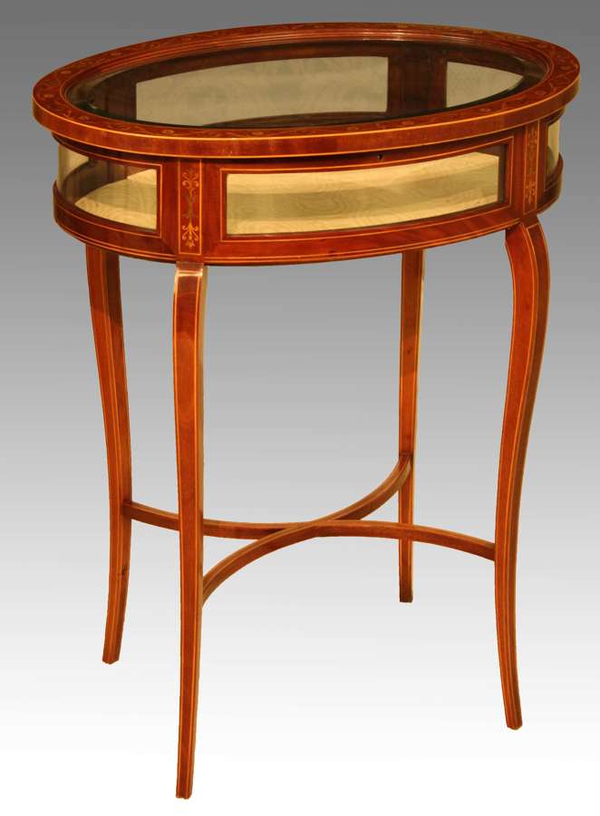An Exceptional Edwardian Mahogany Inlaid Oval Bijouterie Table