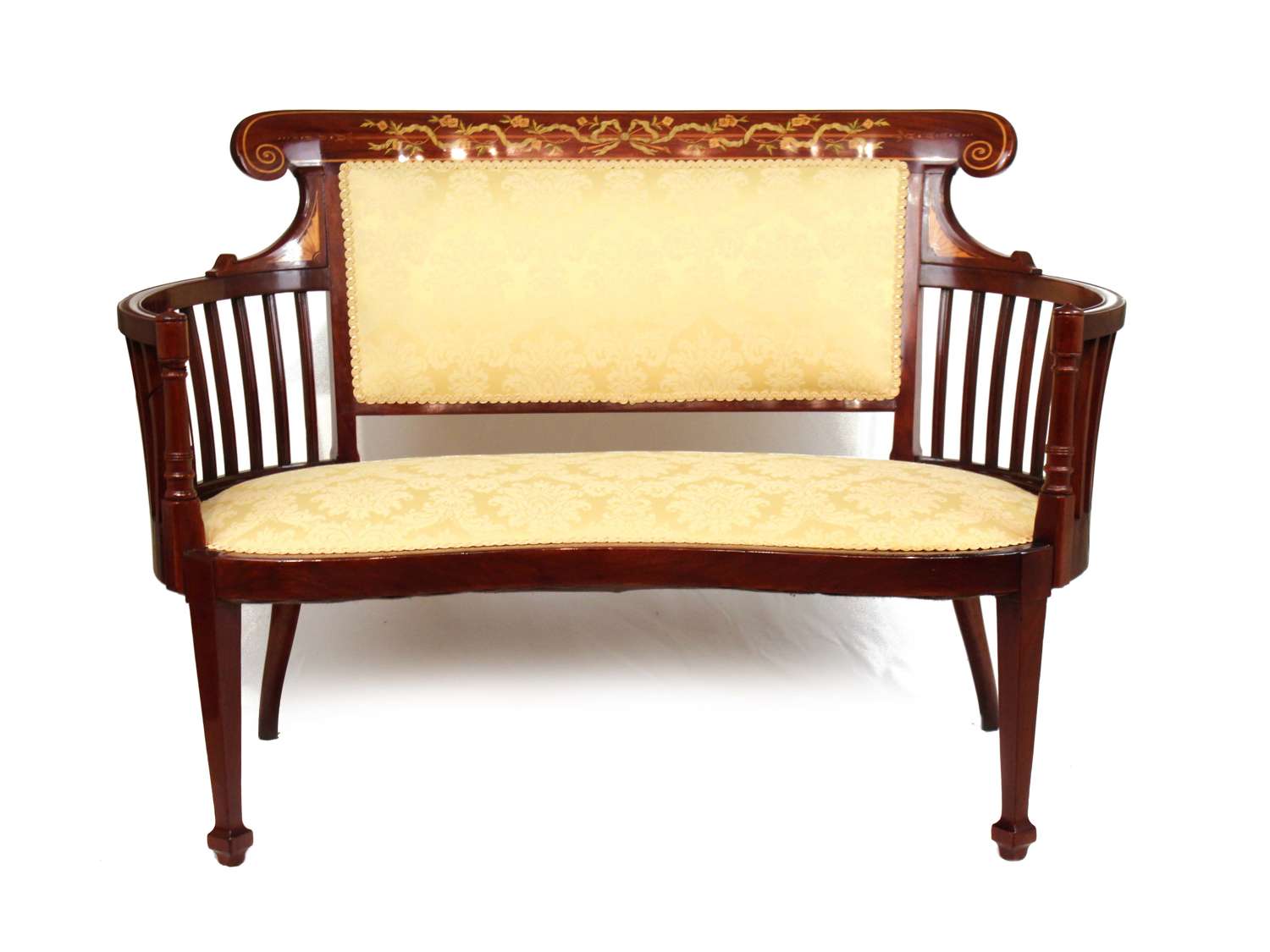A Fine Quality Late Victorian Mahogany Inlaid Settee