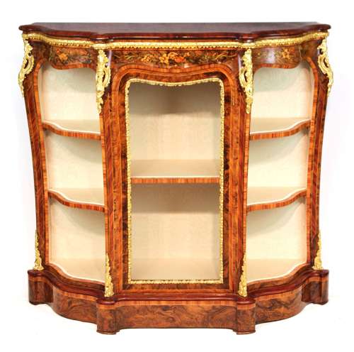 An Exhibition Quality Inlaid Victorian Burr Walnut and Ormolu Credenza