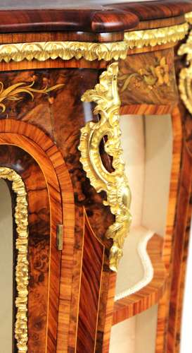 An Exhibition Quality Inlaid Victorian Burr Walnut and Ormolu Credenza