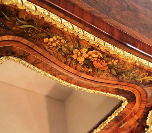 An Exhibition Quality Inlaid Victorian Burr Walnut and Ormolu Credenza