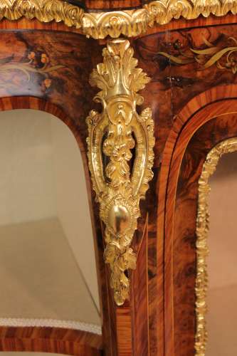 An Exhibition Quality Inlaid Victorian Burr Walnut and Ormolu Credenza