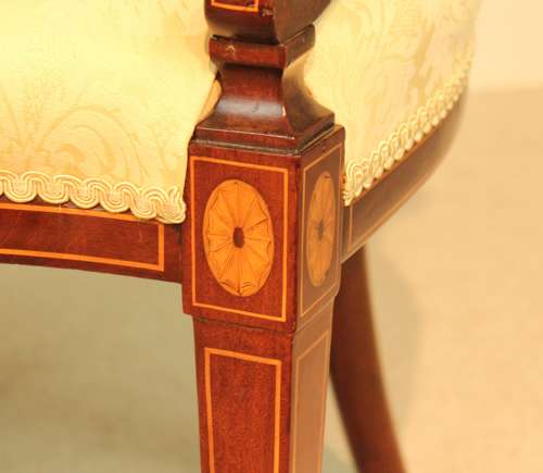 A Fine Late Victorian Mahogany Inlaid Shield Back Armchair