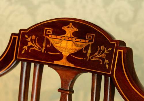 A Fine Late Victorian Mahogany Inlaid Shield Back Armchair