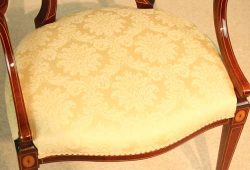 A Fine Late Victorian Mahogany Inlaid Shield Back Armchair