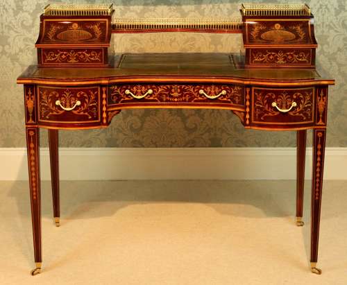 A Late Victorian Mahogany Inlaid Carleton House Style Desk