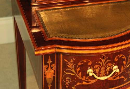 A Late Victorian Mahogany Inlaid Carleton House Style Desk
