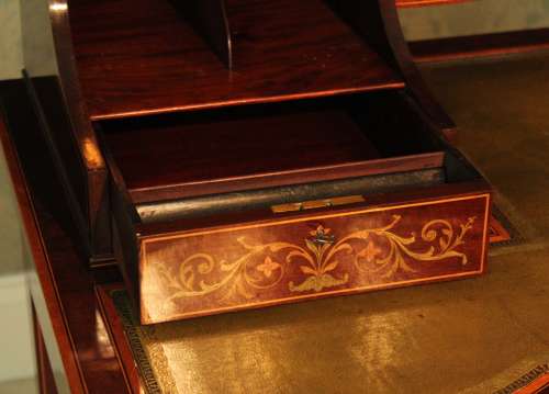 A Late Victorian Mahogany Inlaid Carleton House Style Desk