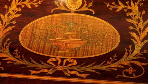 A Late Victorian Mahogany Inlaid Carleton House Style Desk
