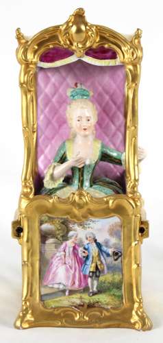 A Late 19th C. Continental Porcelain Sedan Chair Figure Group