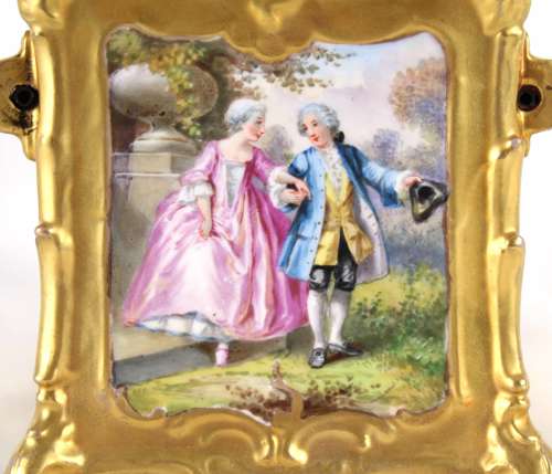 A Late 19th C. Continental Porcelain Sedan Chair Figure Group