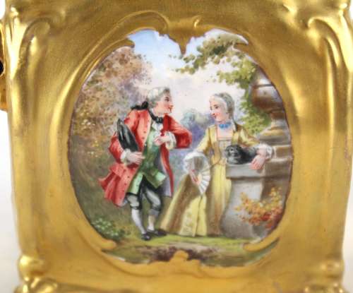 A Late 19th C. Continental Porcelain Sedan Chair Figure Group