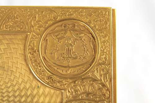 A Late 19th C. French, Engraved Gilt Metal Ladies Dressing Casket