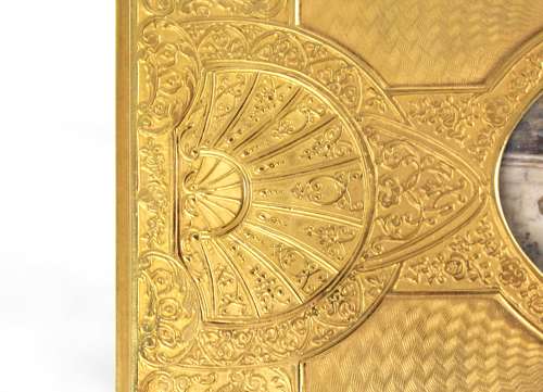 A Late 19th C. French, Engraved Gilt Metal Ladies Dressing Casket