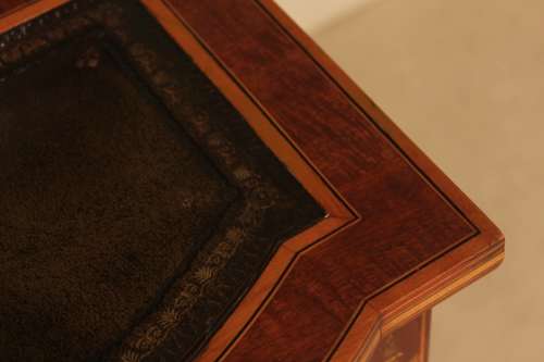 A Late Victorian Mahogany Inlaid Carleton House Style Desk