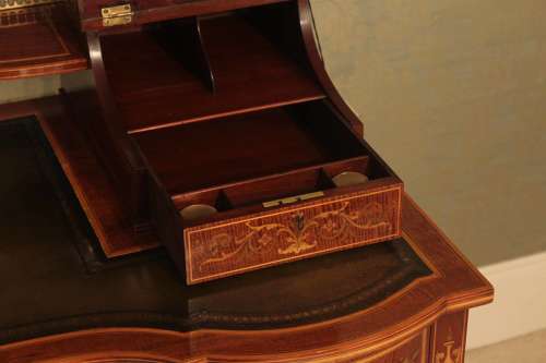 A Late Victorian Mahogany Inlaid Carleton House Style Desk